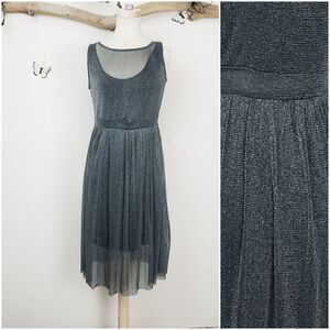 Supperrfoxx gray shimmer sheer sheath dress